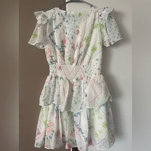 white/ multi colored ruffle dress